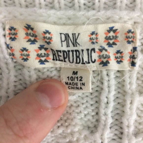 Pink Republic Girls M 10/12 Cream Knit Sweater - Picture 7 of 8
